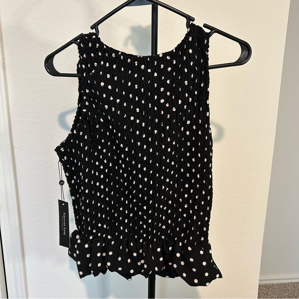 Emerson Lang Black and White Polka Dot Blouse - Picture 7 of 7